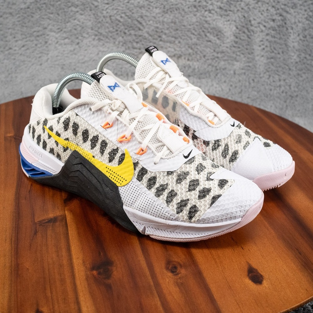 Nike Metcon 7 Polka White Yellow Strike Womens 10 Shoes Sneakers DJ4312-074